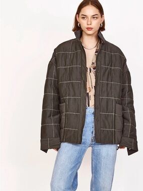 Mirth TAHOE QUILTED JACKET IN BLACK OLIVE